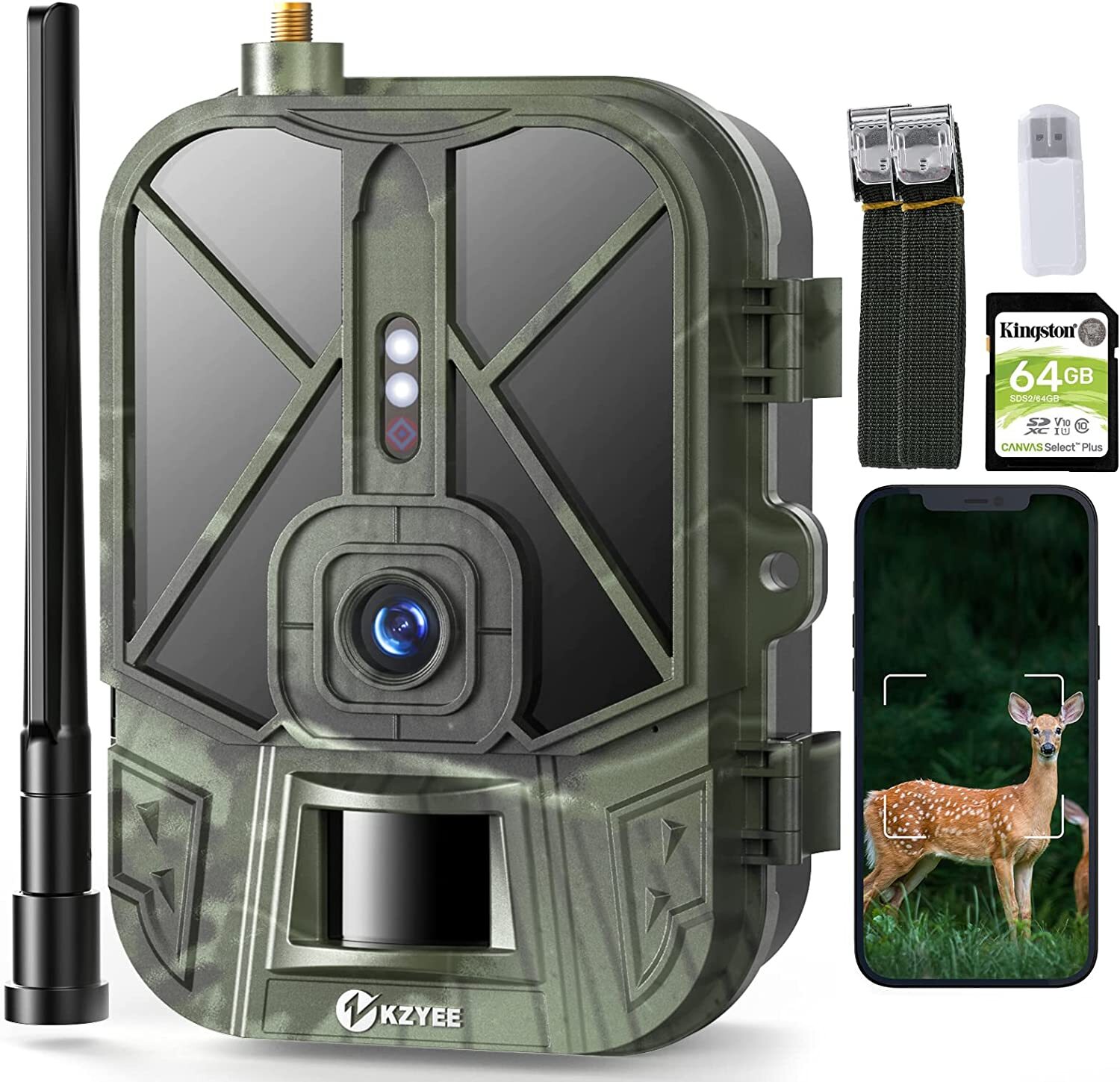 KZYEE Cellular Trail Camera Rechargeable 10000mAh Battery | 4K 36MP Hunting Game