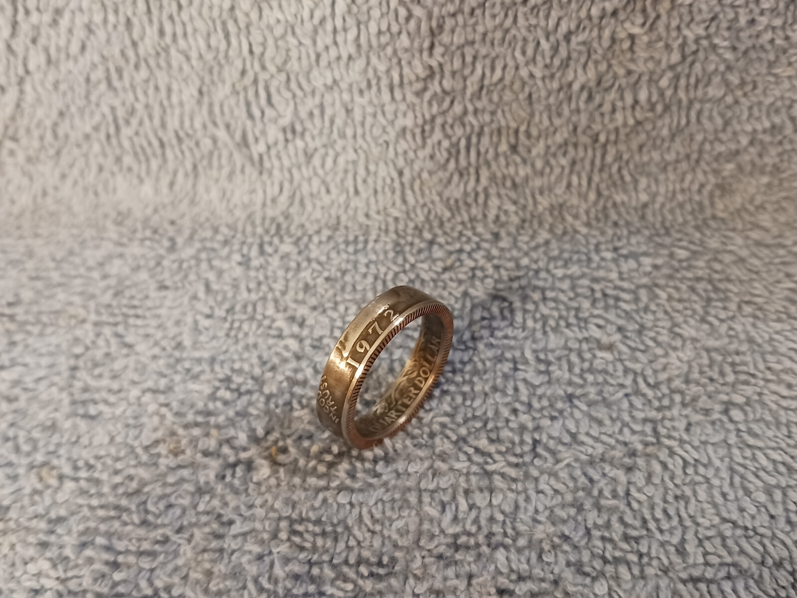 1972  Washington Quarters, Handmade Coin Ring, Size 8 narrow band