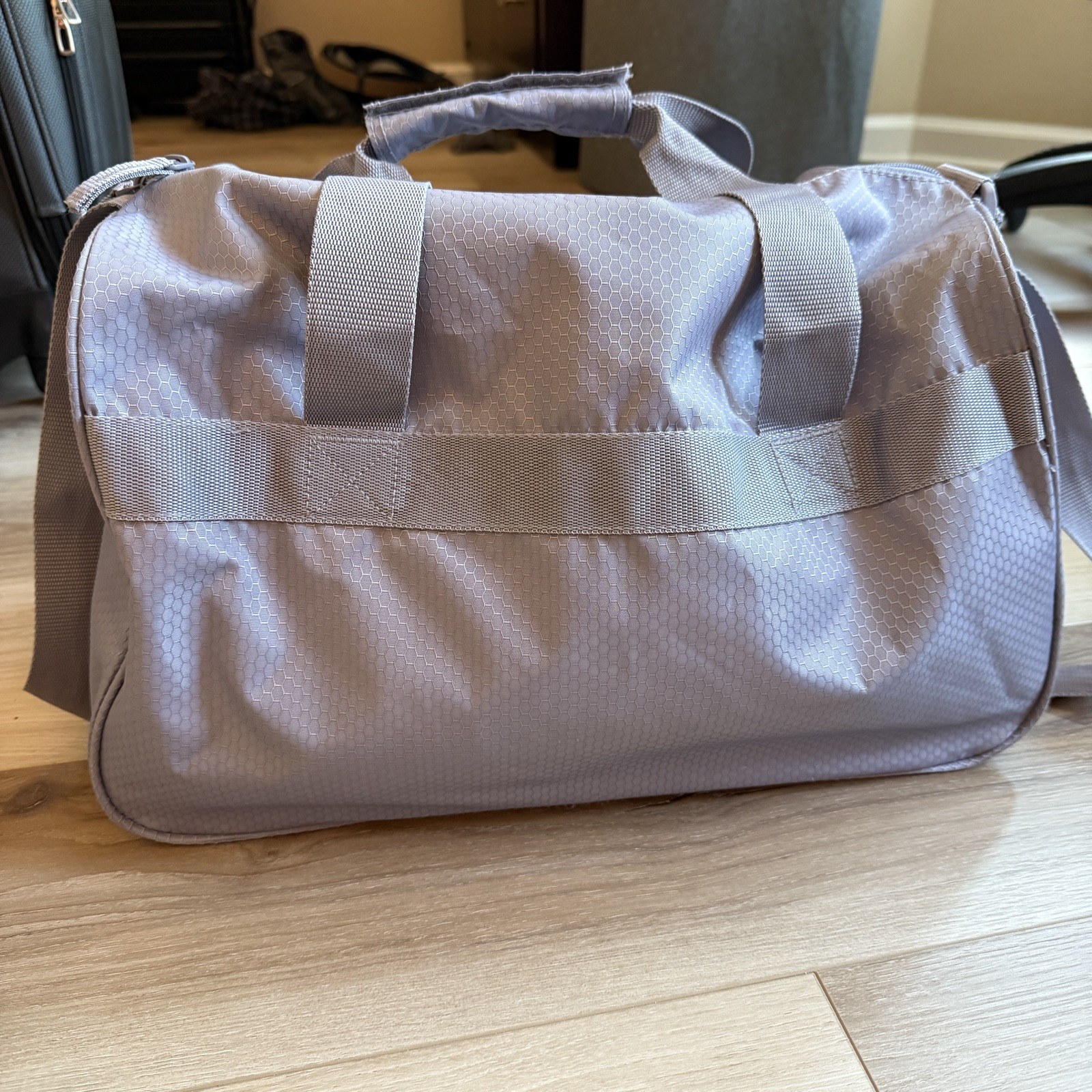 Reebok Gray Honeycomb Ripstop Duffel Bag Logo