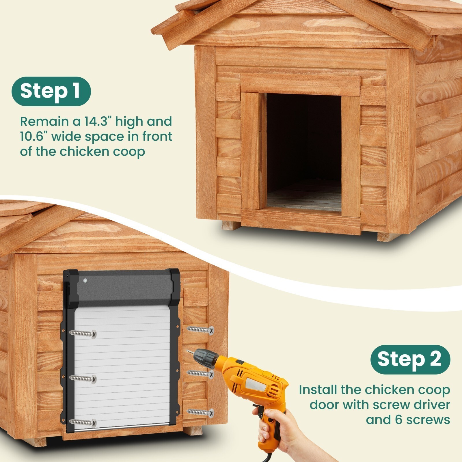 Solar Powered Chicken Coop Door Opener Timer & Light Sensor Auto Door Waterproof
