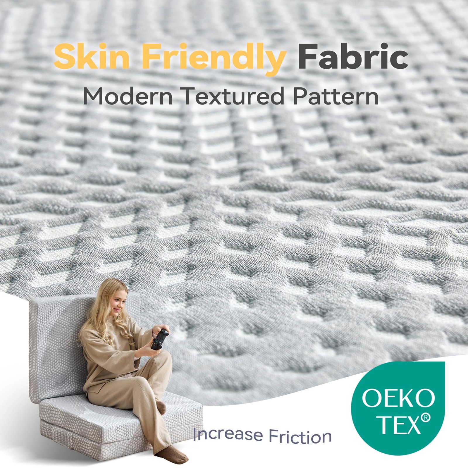 Memory Foam Folding Topper 3.8 Inch Single Size with Protable Storage Bag, Tr...