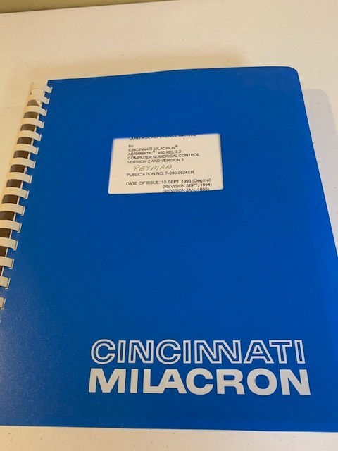Cincinnati Milacron Control Refernece Manual for Acramatic 950 Rel. 3.2