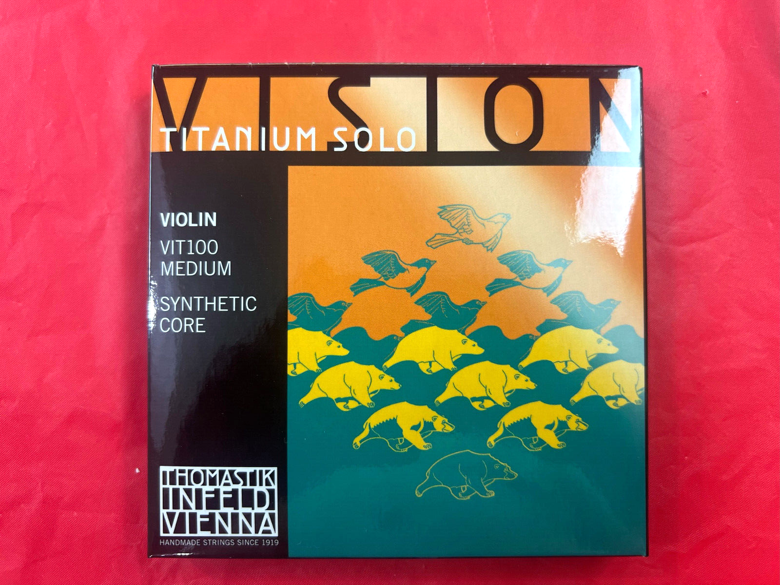 4 x Authentic Thomastik Vision Titanium Solo Violin String Set Medium 4/4