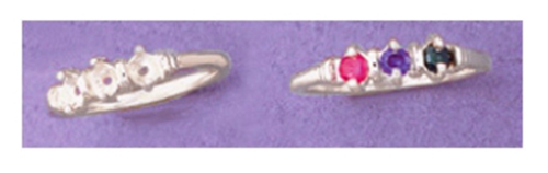 Silver Pre-Notched Mother's Deco Ring Setting For (3) 3mm Round Gems Size 7