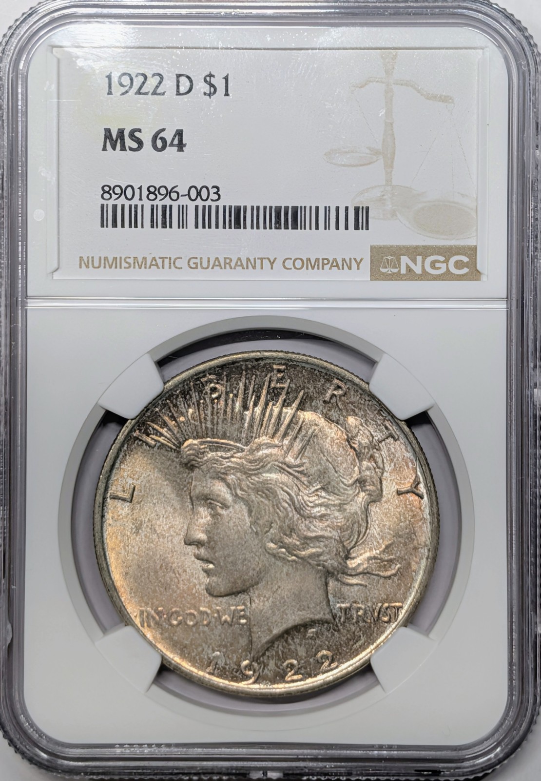 1922 D MS64 NGC Peace Dollar