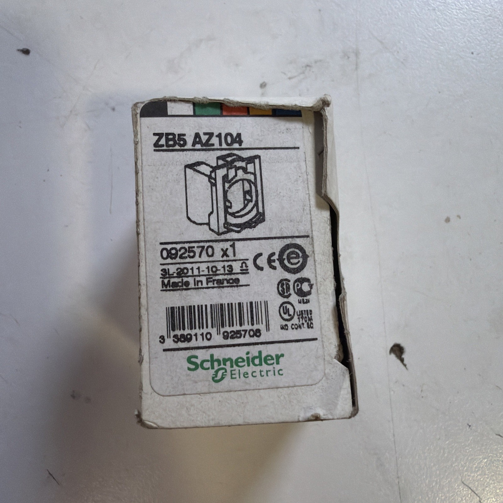234681 New; Schneider ZB6AZ104 Lamp Module 092570; 10A; 600V