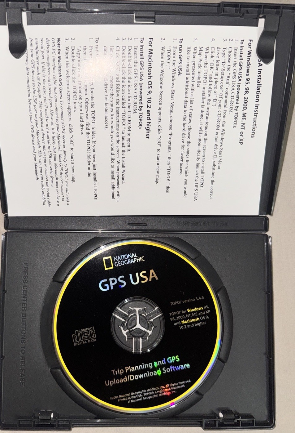 National Geographic GPS USA Trip Planning Mapping Software PC Mac CD-ROM 2004
