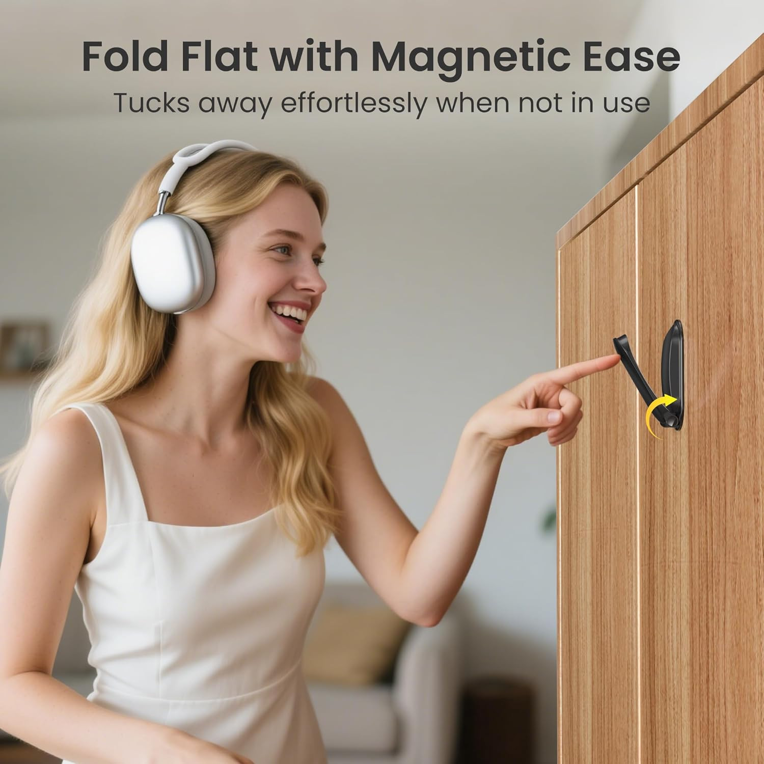 Headphone Hanger under Desk,Adhesive Wall Mount Headset Holder,1 Pack Foldable H