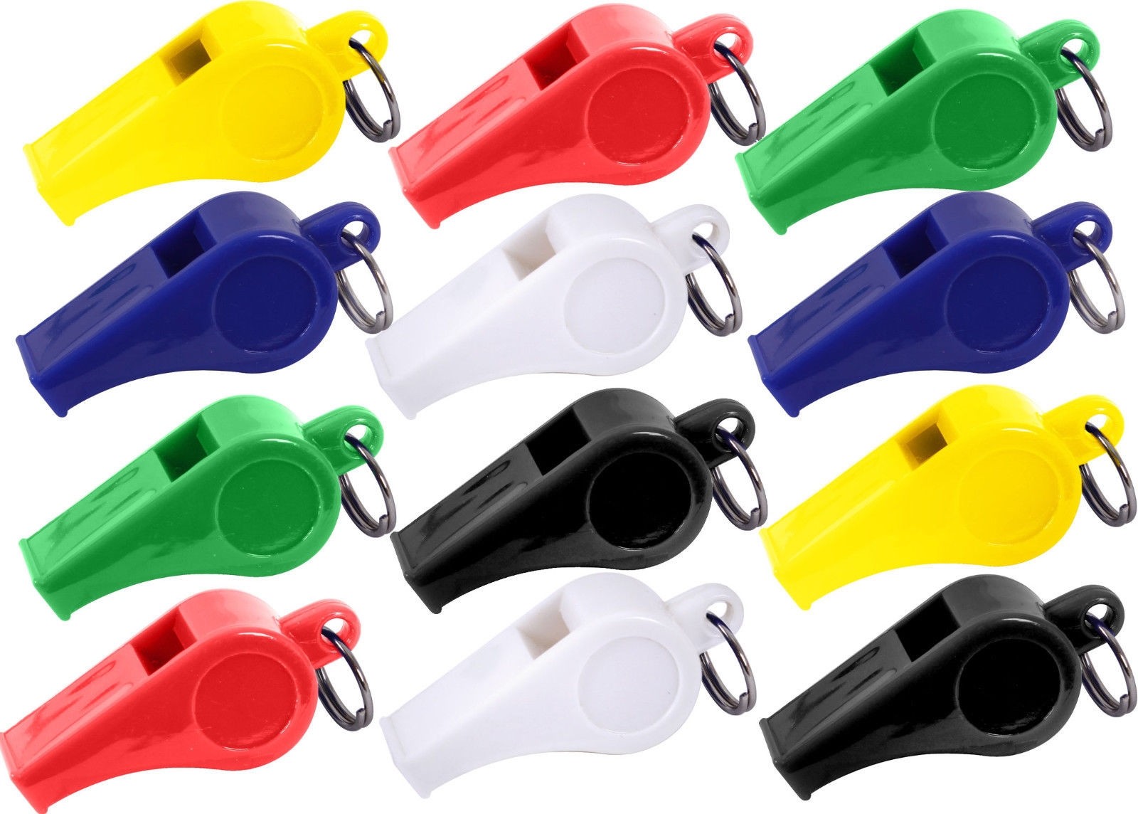 12 Assorted Colorful Plastic Referee Sports Safety Whistle