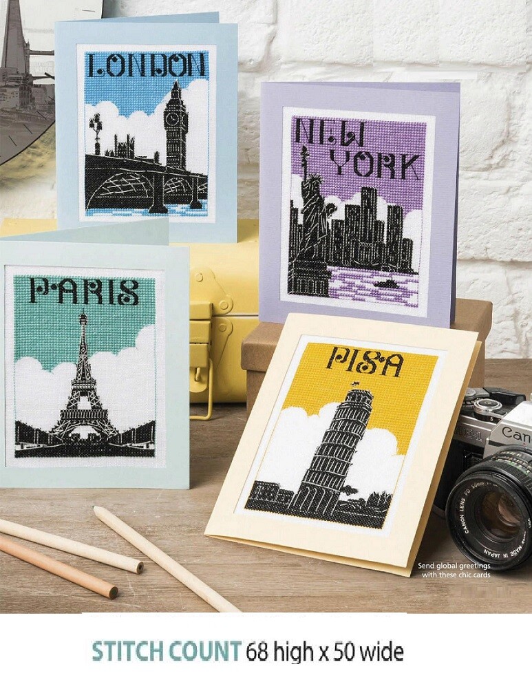 TRAVEL ART DECO POSTCARDS   CROSS  STITCH PATTERN ONLY     ALS    QE