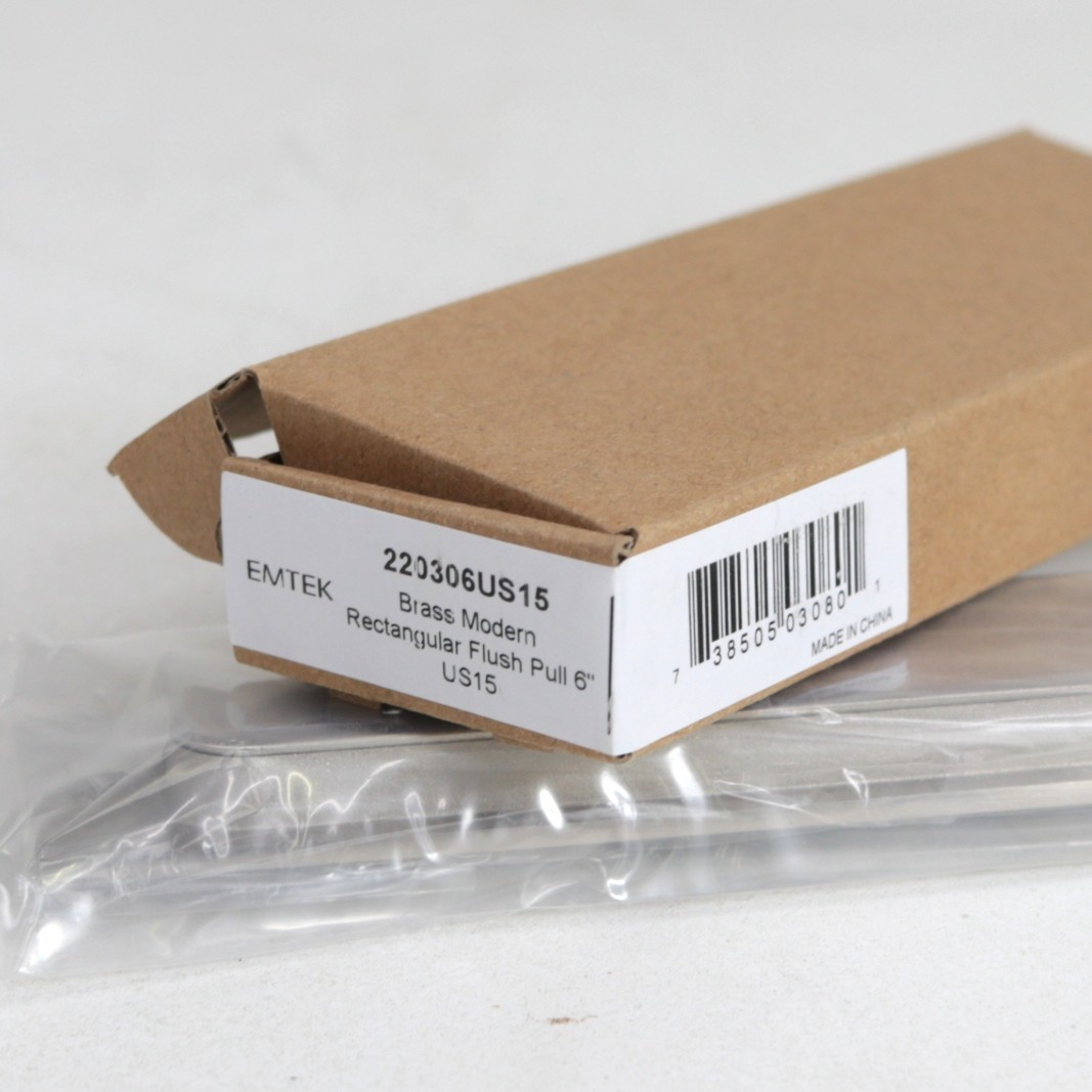Emtek 220306US15 Brass Modern Rectangular Flush Pull 6" in Satin Nickel, 1 Each