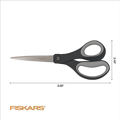 Fiskars 8" Comfort Grip Titanium All Purpose Scissors, Sharp Stainless Steel