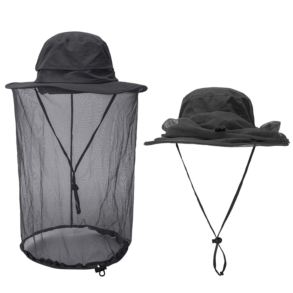 Men Mosquito Head Net Hat Bugs Netting Protection Safari Boonie Bucket Bush Hat