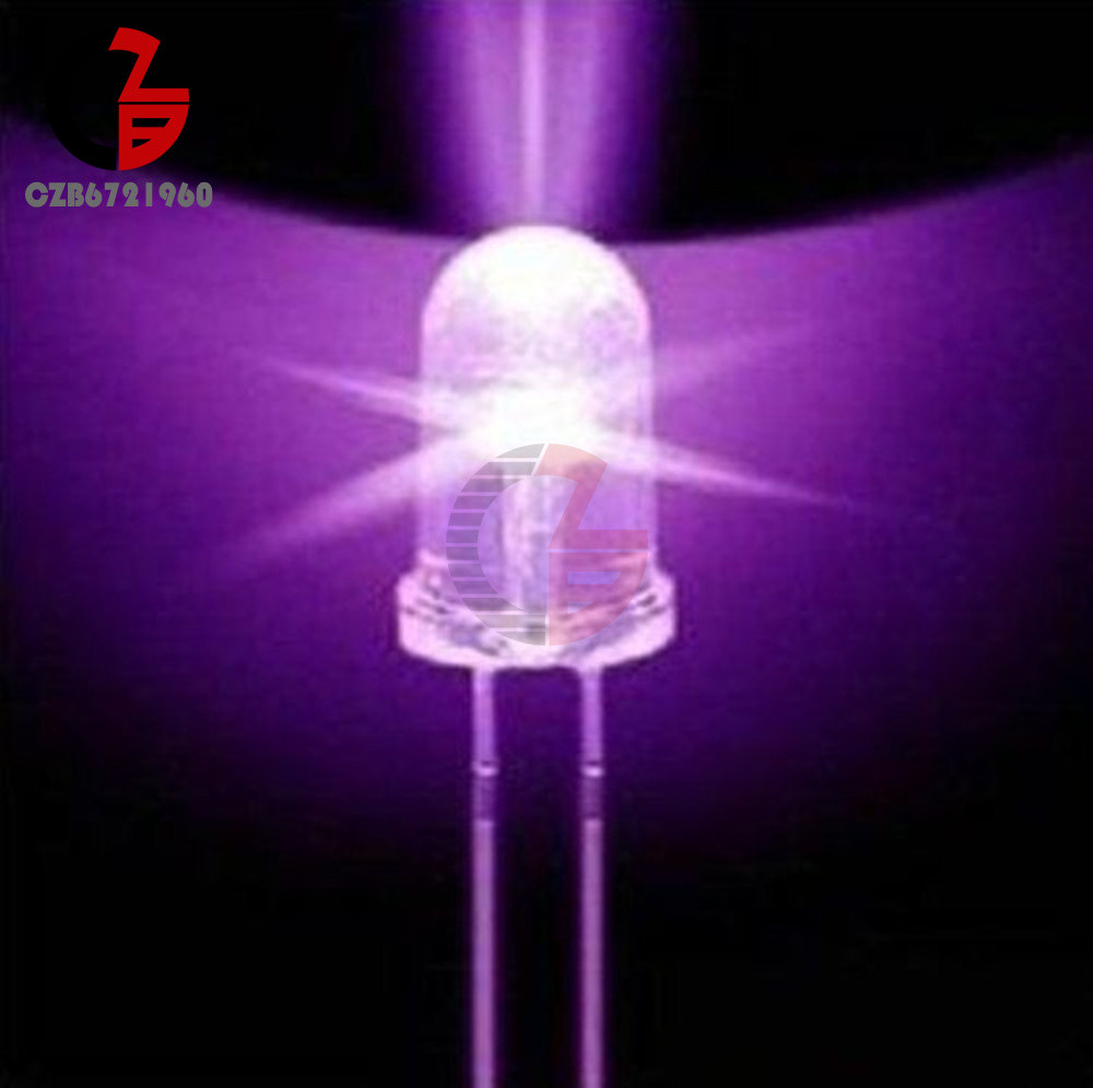 50PCS F5 5mm Round Ultra Violet LED 390-395nm Lamp Purple