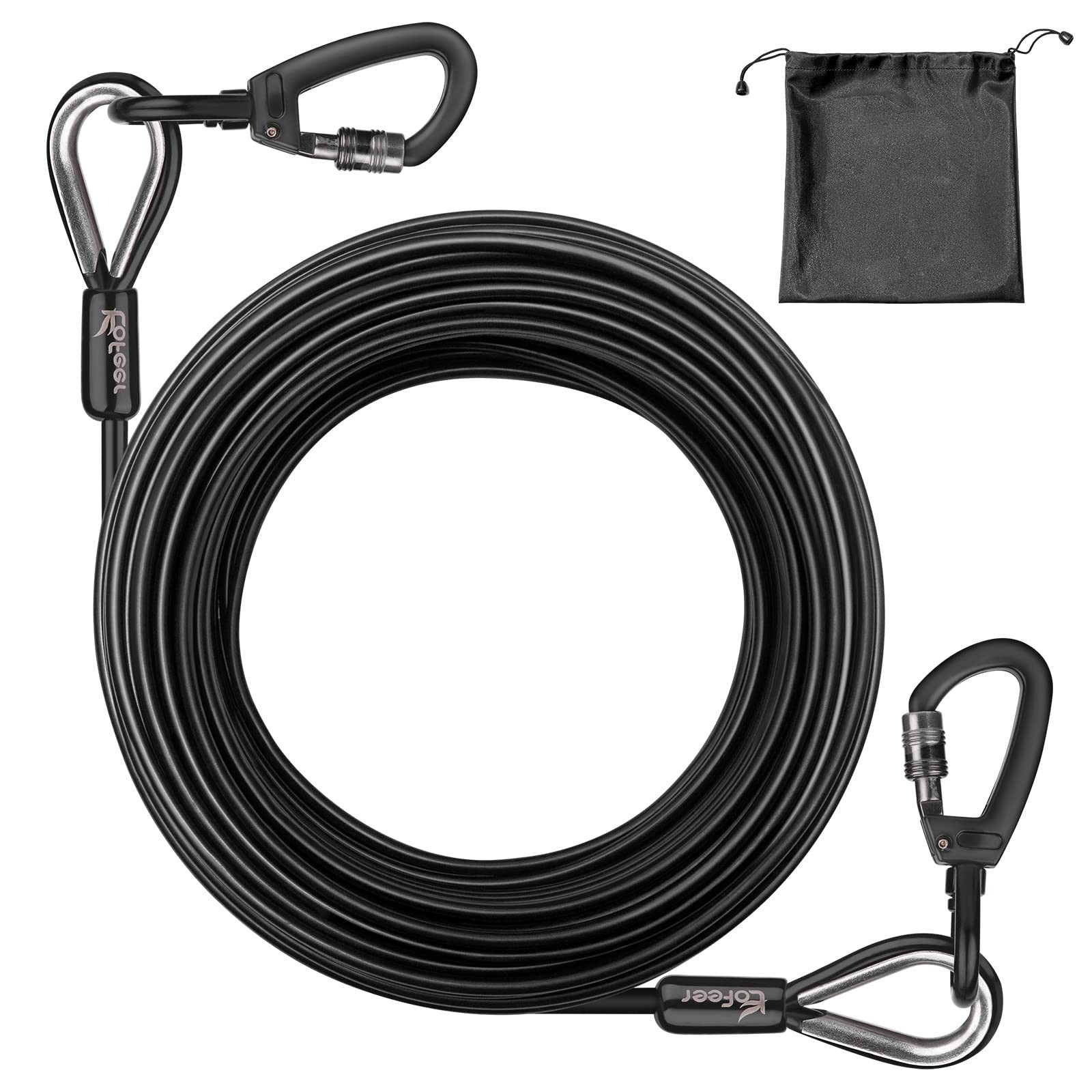 Dog Tie Out Cable - Heavy Duty Runner with Swivel Hook & Shock Spring, 500LBS...