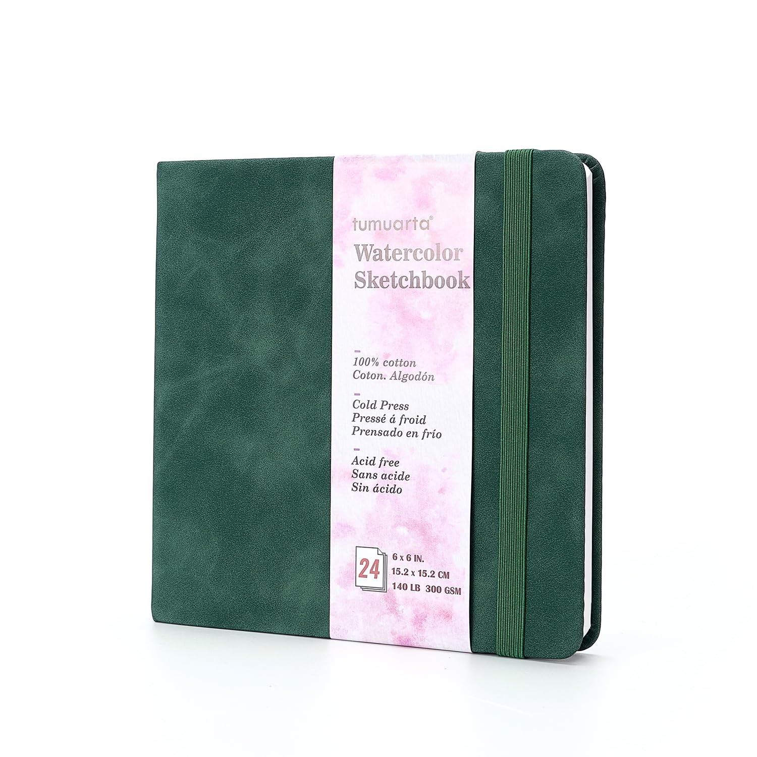 Square 100% Cotton Watercolor - Sketchbook 6x6 in 140 LB 300GSM Cold Press Ac...