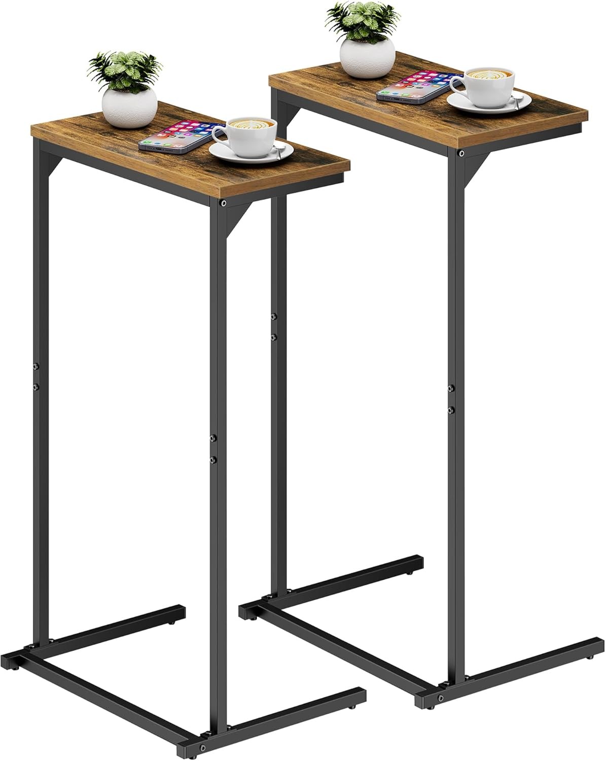 C Shaped End Table Small Side Table Set of 2 28.7 in Tall Couch Table Sofa