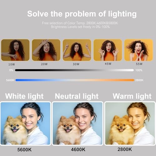 45cm 55W18 Ring Light Kit 6700K Dimmable Tripod Stand