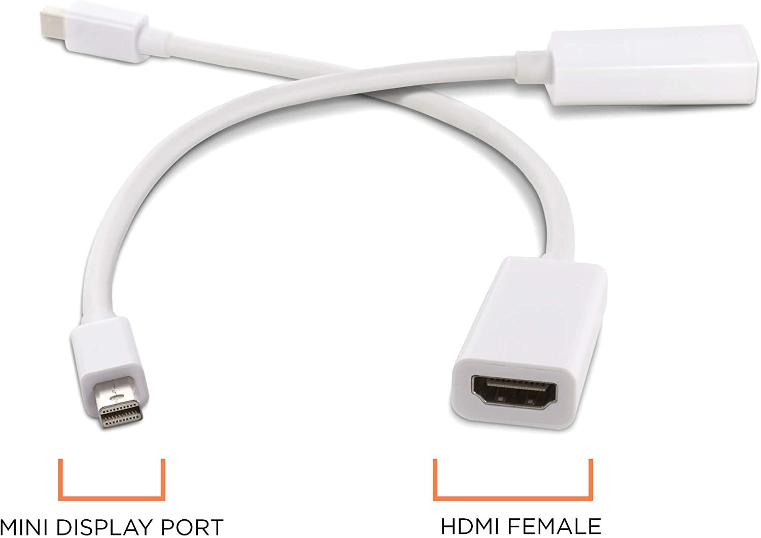 White Thunderbolt Mini DisplayPort DP to HDMI - High Speed Cable Adapter 2 Pack