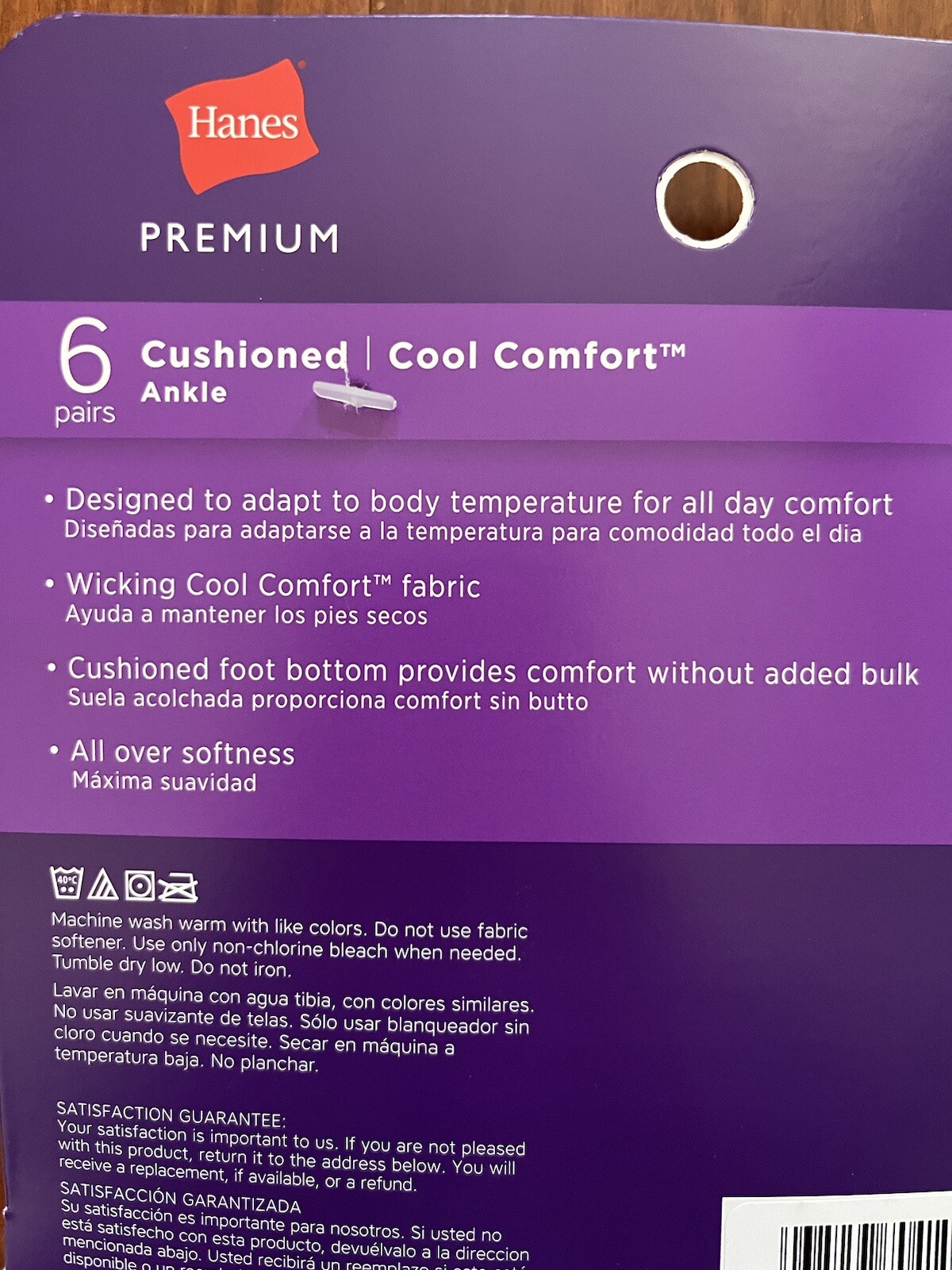 Hanes Women's Premium Cushioned Cool Comfort Ankle Socks 6-Pack Shoe Size 5-9