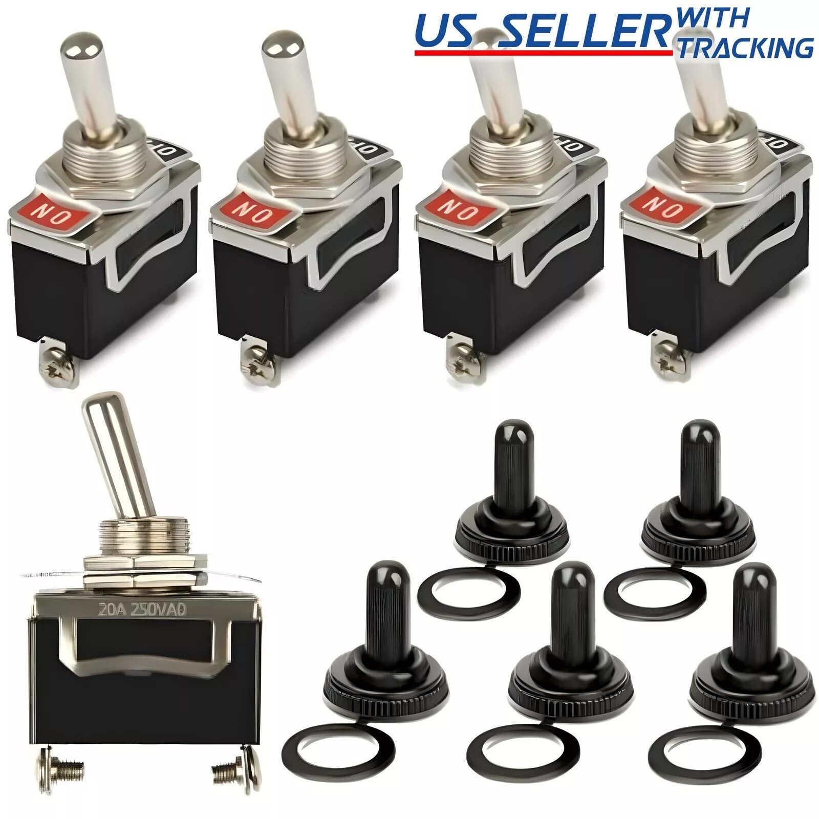 5pcs 12V SPST Toggle Flick Switch WATERPROOF ON/OFF For Marine Car Dash Light