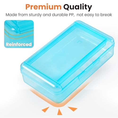 Double Layer Pencil Box, Large Hard Pencil Case Organizer, Clear Plastic Blue