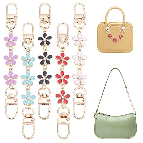 5pcs Flower Purse Extender, 5.2 Inch Short Bag Strap Bag Pendant Charms