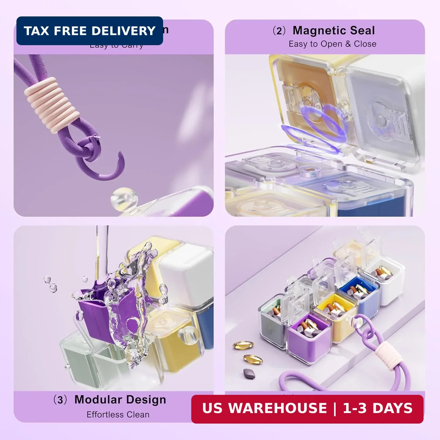 Weekly Pill Organizer - Foldable Travel Pill Organizer Magic Cube - Large Daily