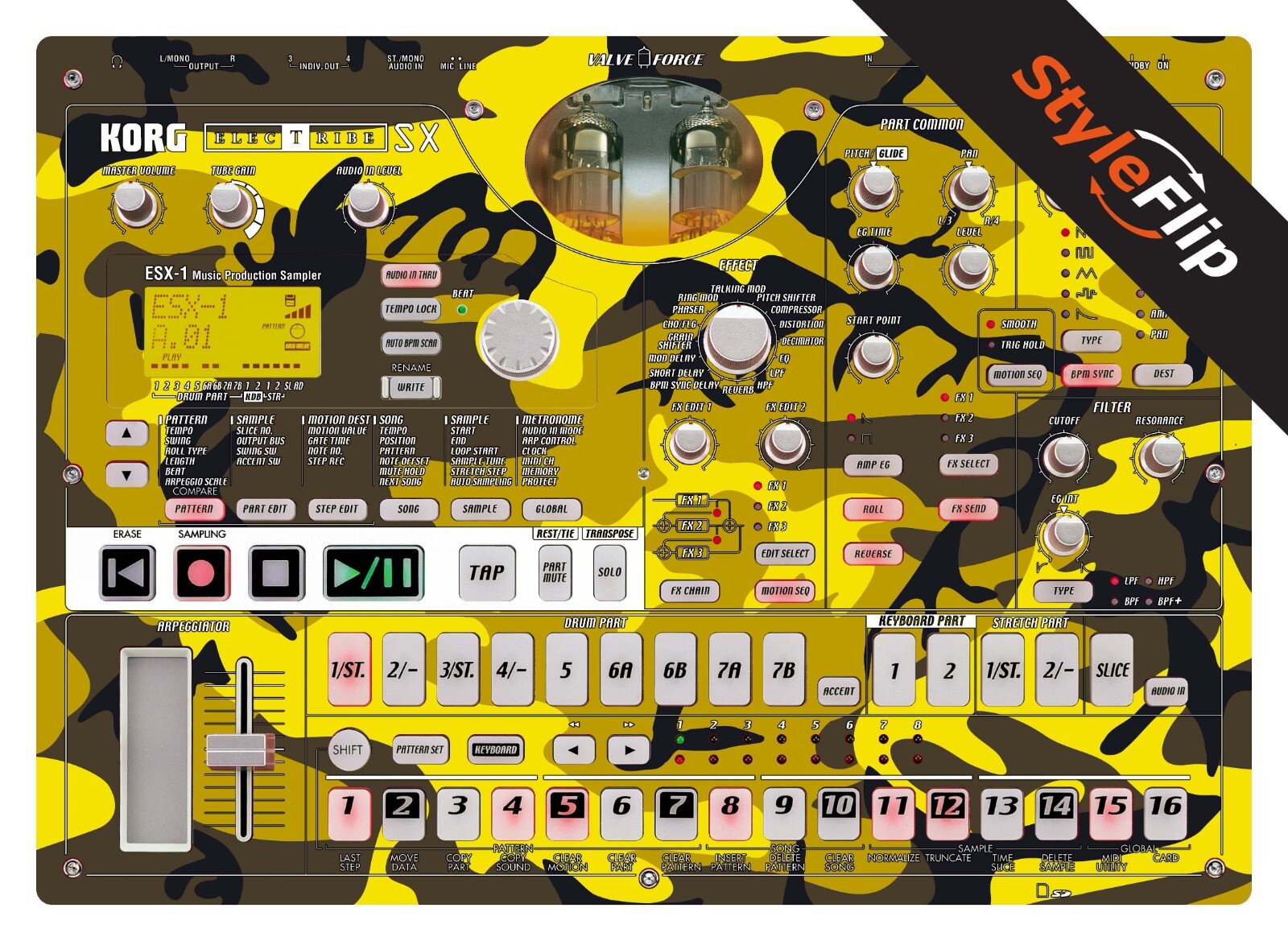 Korg Electribe SX SD | Yellow Camo | Protective Decal | StyleFlip Skins