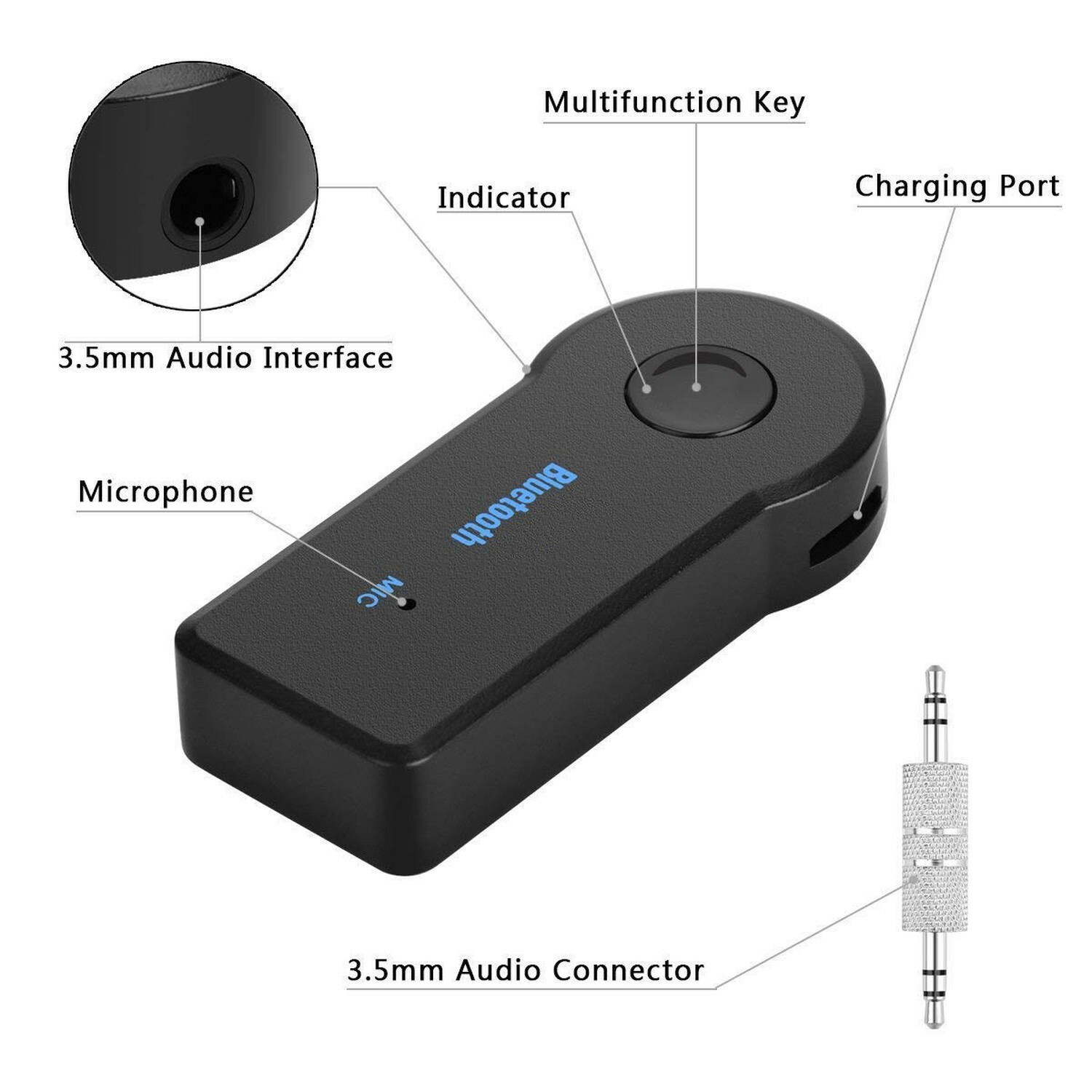 Mini Bluetooth Receiver, Wireless 4.1 Receiver Aux Receiver Adapter, Hands-Fr...