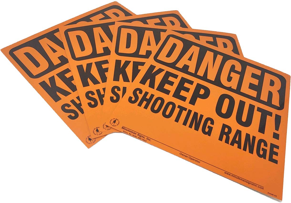 | Aluminum Danger Keep Out Shooting Range Sign 4 pack (Orange)