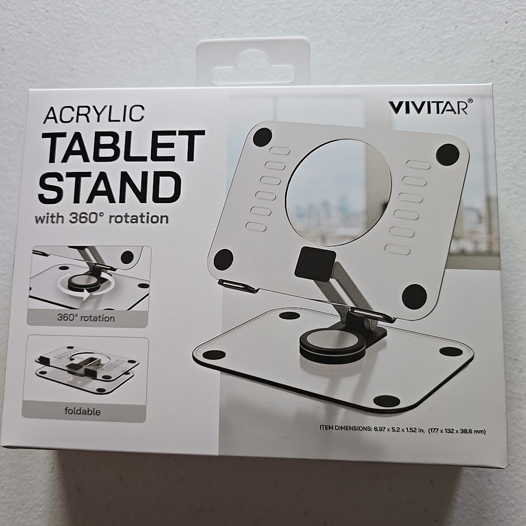 Acrylic Tablet Stand by Vivitar with 360 degree rotation New