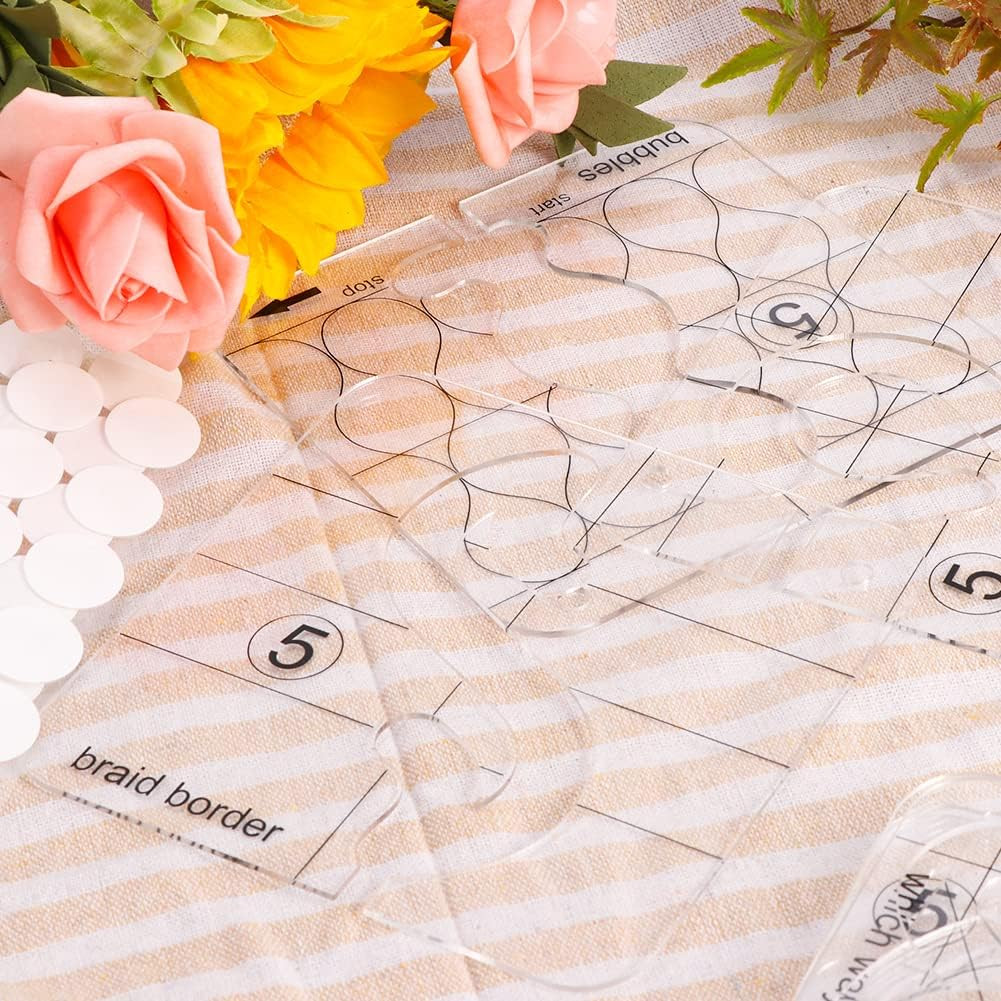 14 Pcs Free Motion Quilting Template Set Includes 11 Quilting Templates 3Mm, Hig