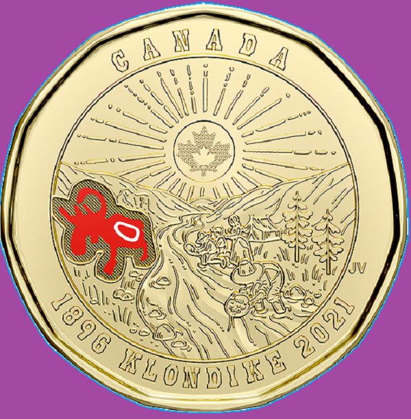 2021 Canada 125th Anniv Klondike Gold Rush COLORED One Dollar Loonie UNC $1 Loon