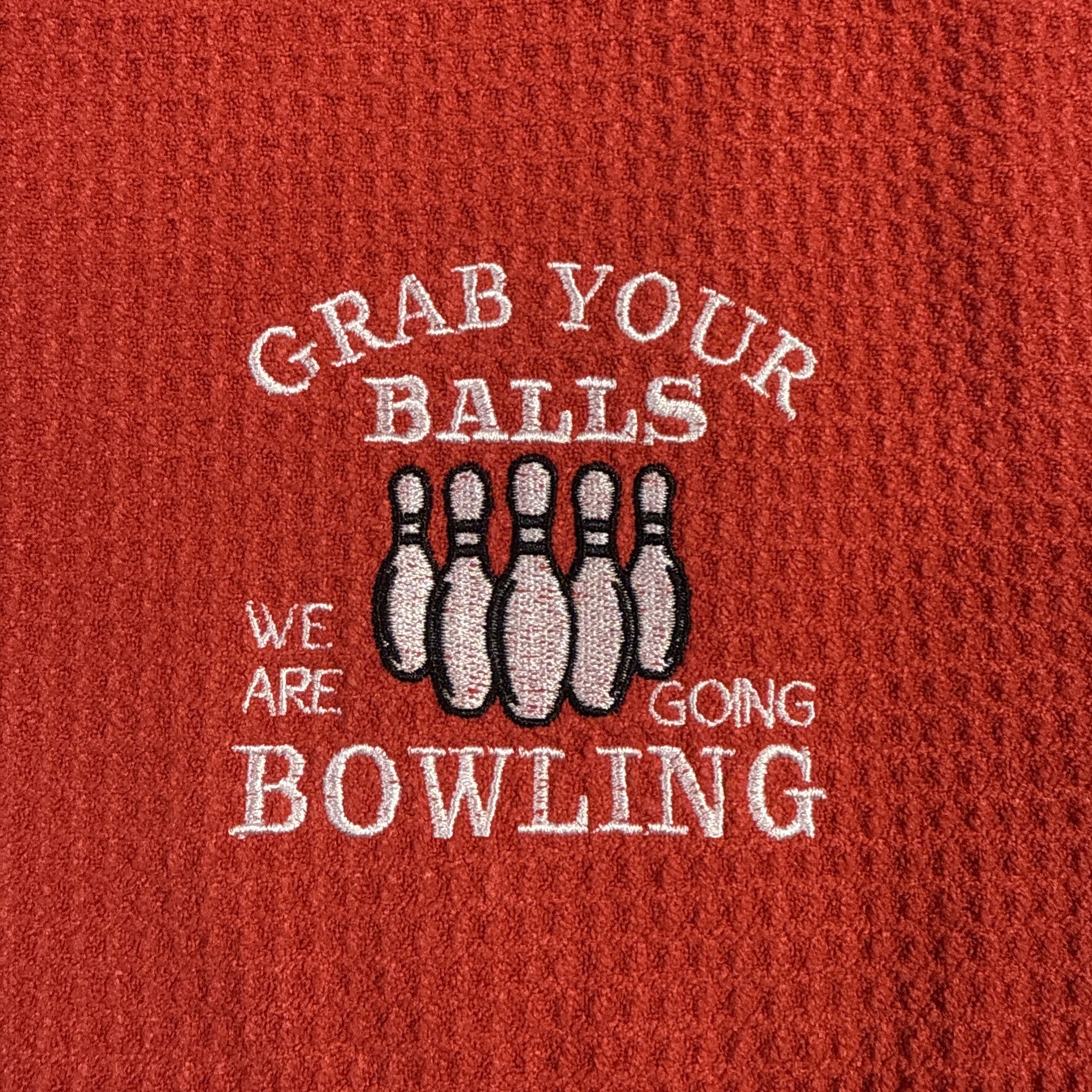 Bowling Sport Funny Red Soft Waffle Clip On Towel 16”x24” NEW FAST FREE USA S&H