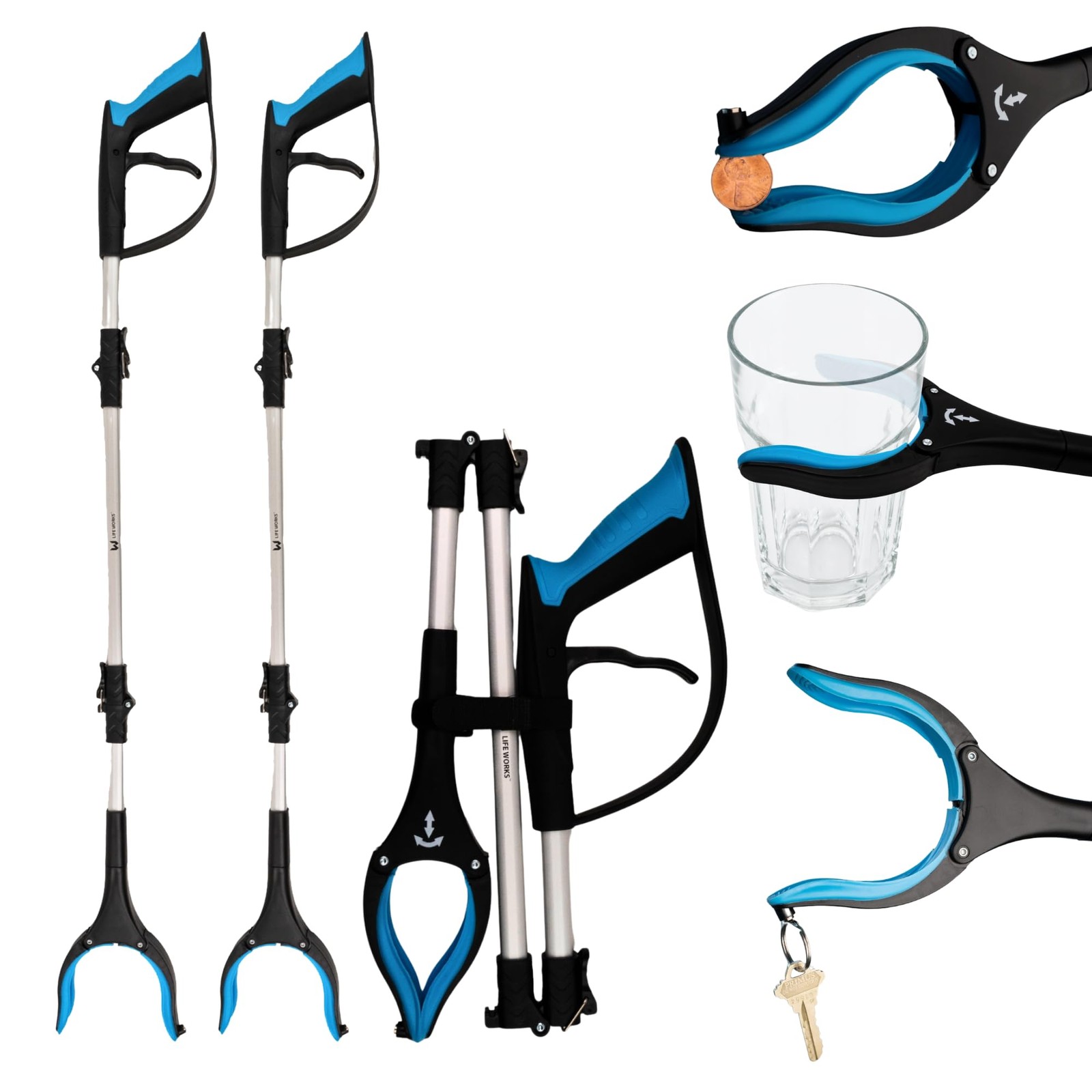 Reacher Grabber Tool, 360° Rotating Head, Lightweight 36" Foldable Arm, Ergon...