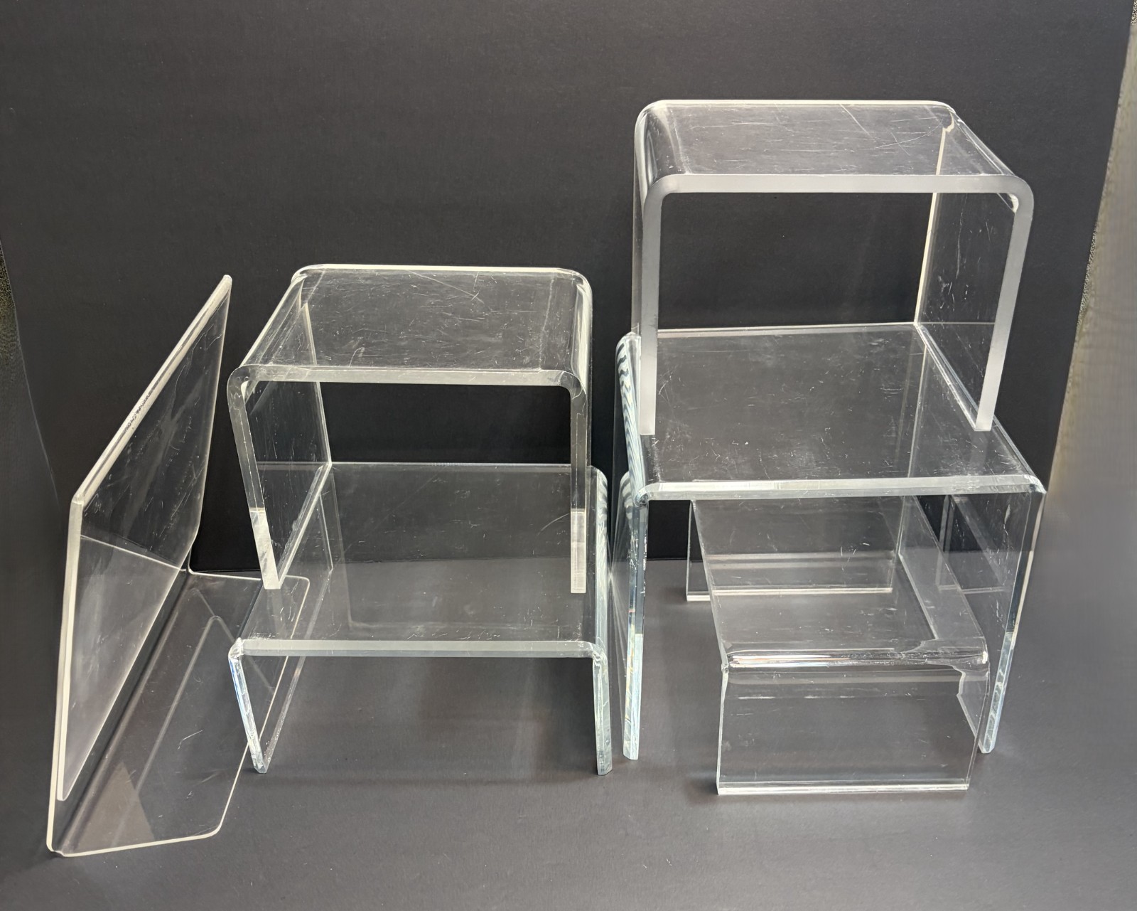 5 Piece Acrylic Riser Cubes with 10x10 Sign Holder