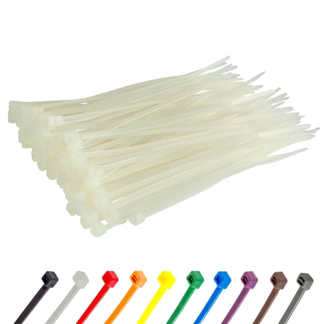 White Clear Small Nylon UV Resistant Cable Zip Ties 18 Lb 4 Inch 100 PCS