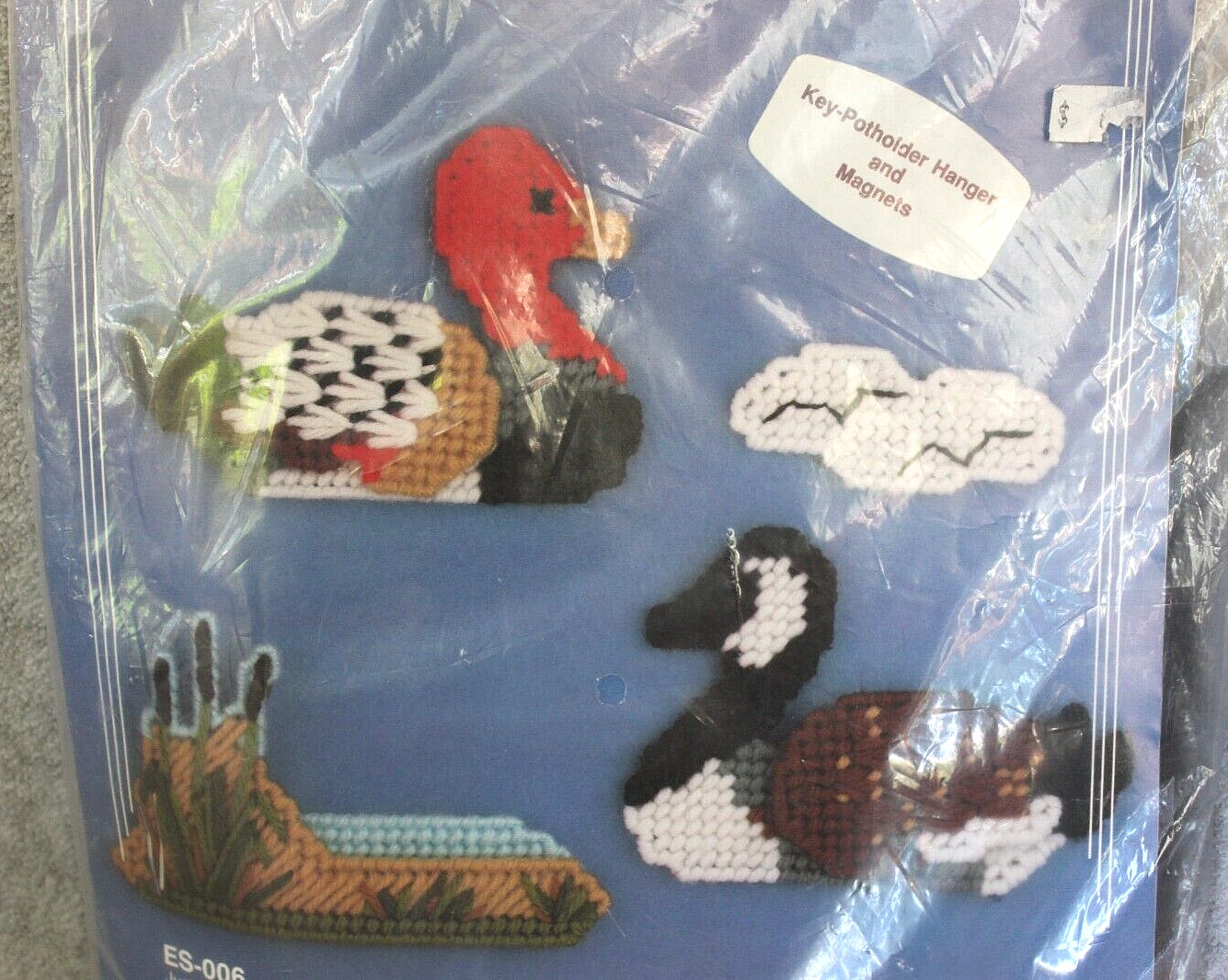 Vtg KAPPIE ORIGINALS Plastic Canvas Cross Stitch Kit Water Fowl Goose Duck Pond