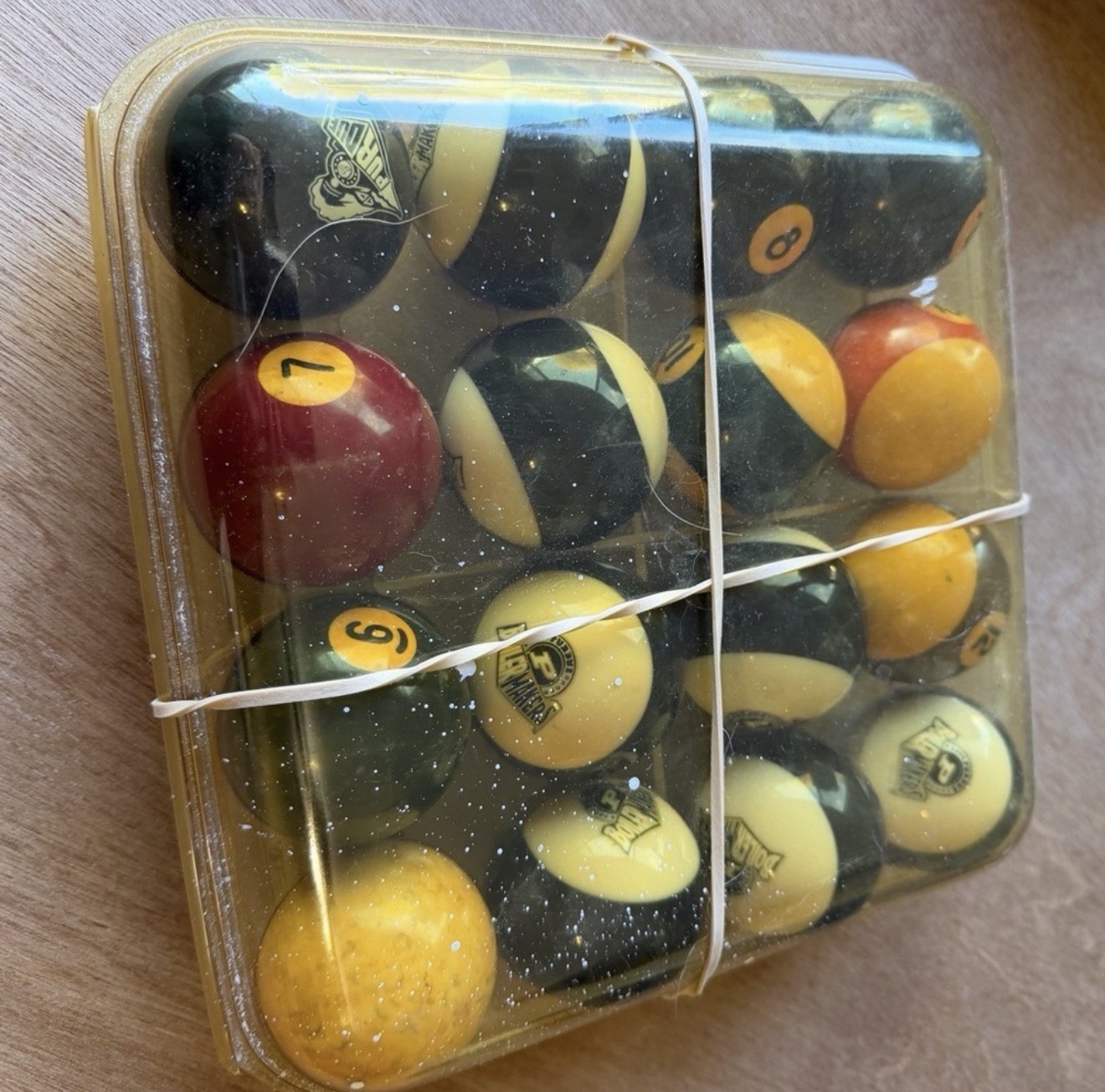 Vintage Rare Purdue Boilermakers Logo Billiard Pool Ball Set Solids Stripes