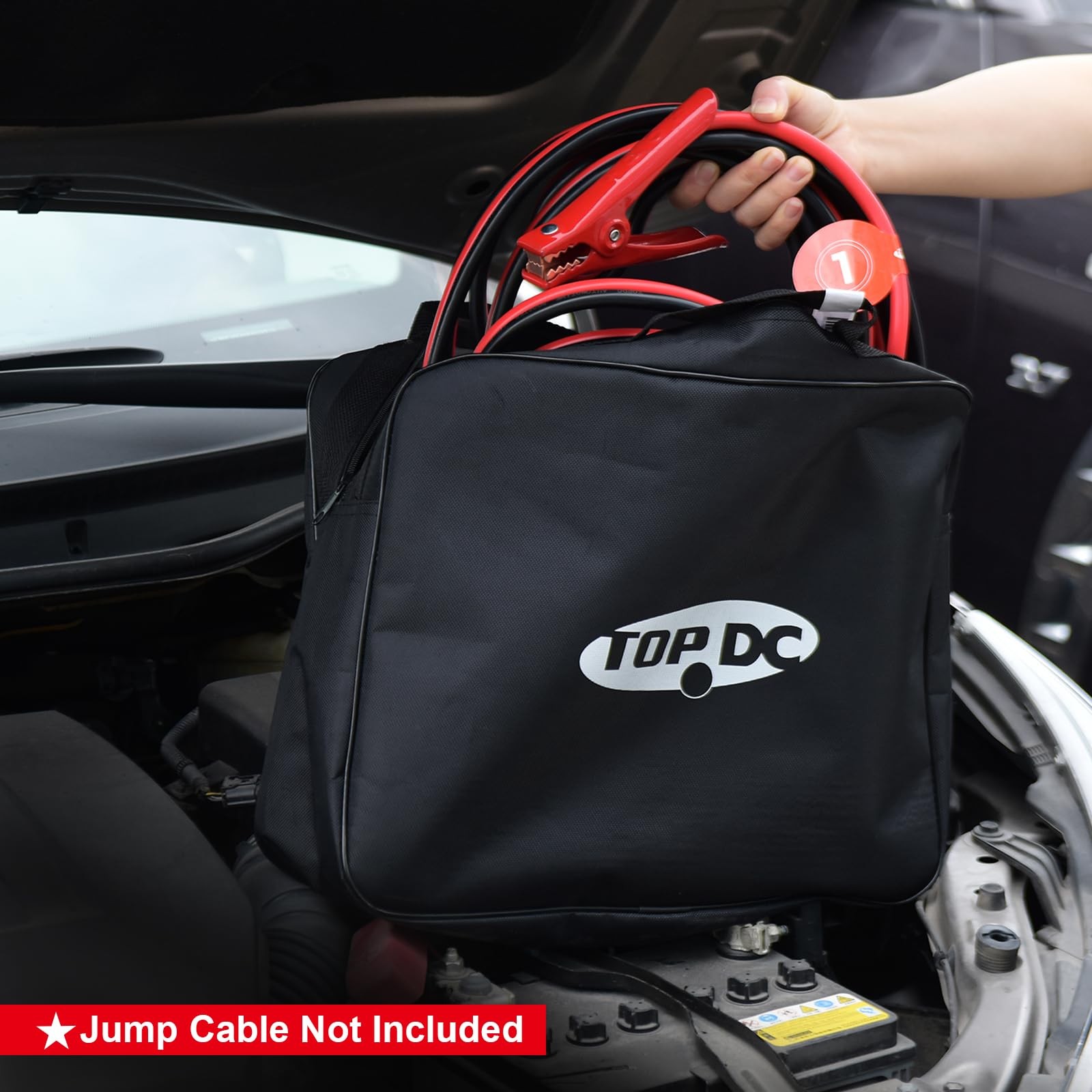 TOPDC Jumper Cable Carry Bag, Cable Organizer & Storage, Black