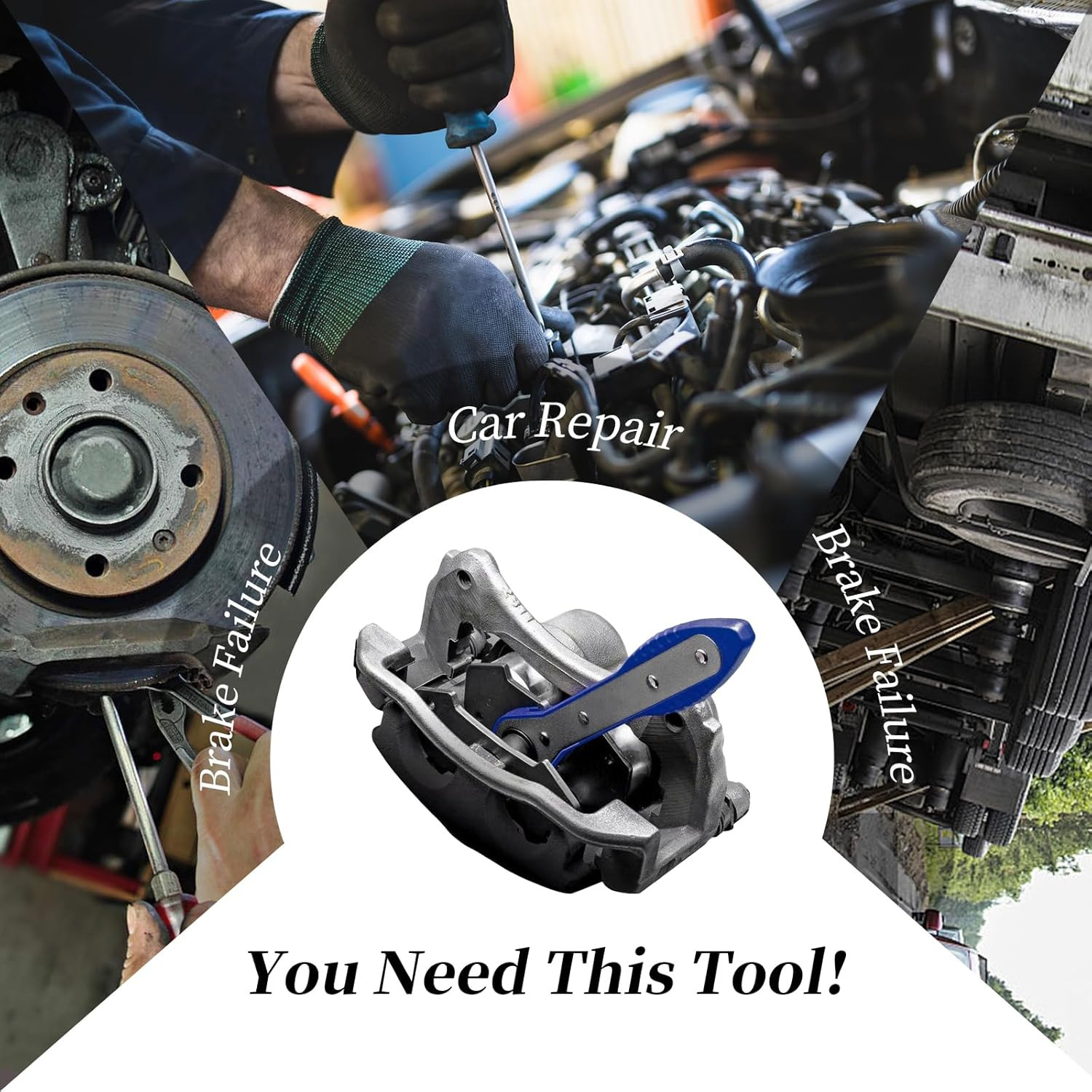 Brake Caliper Compression Tool, Caliper Piston Compressor Tool with Additional 2