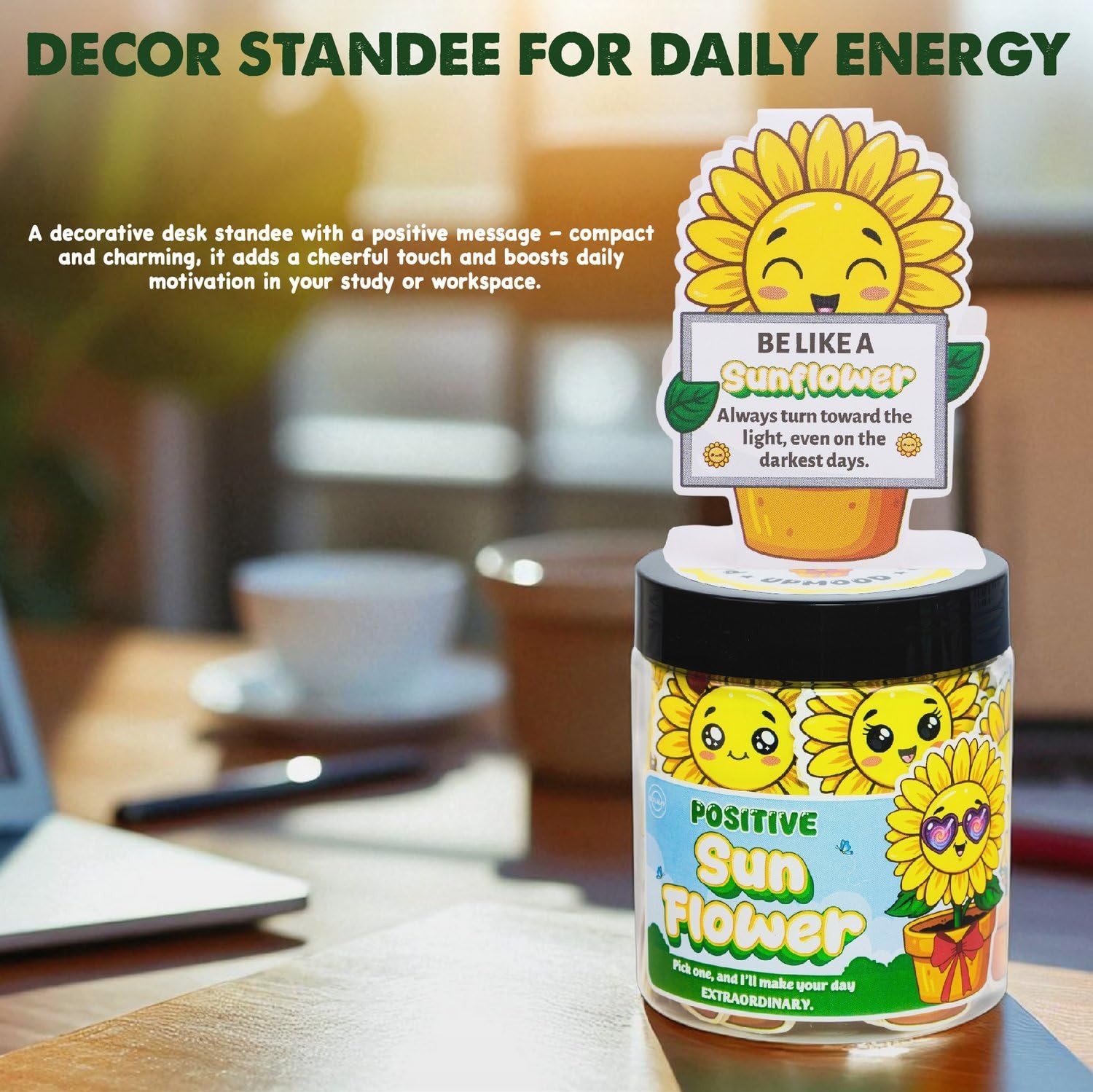 Positive Sunflower Jar – 60 Daily Affirmation Cards with