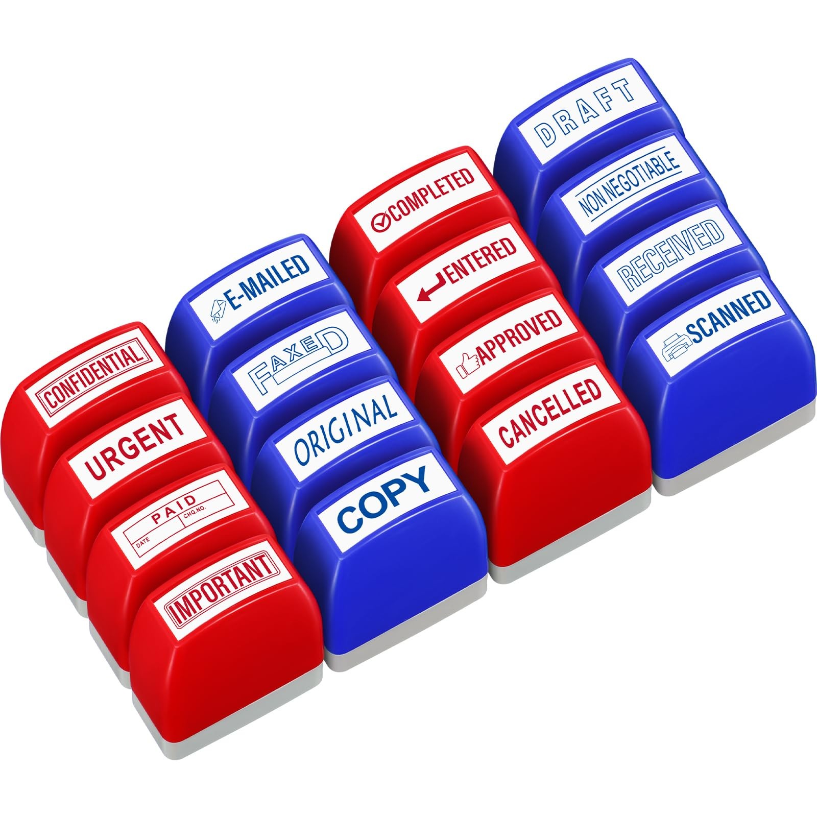 16 Pcs Office Stamp Set Message Inking Stamp Set for Office Stamps Completed ...