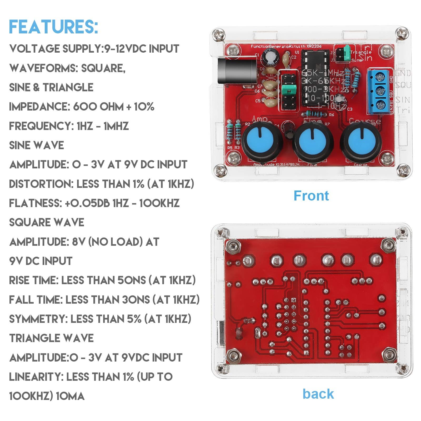 Signal Generator Kit, XR2206 Precise Function Signal Generator Frequency Modu...