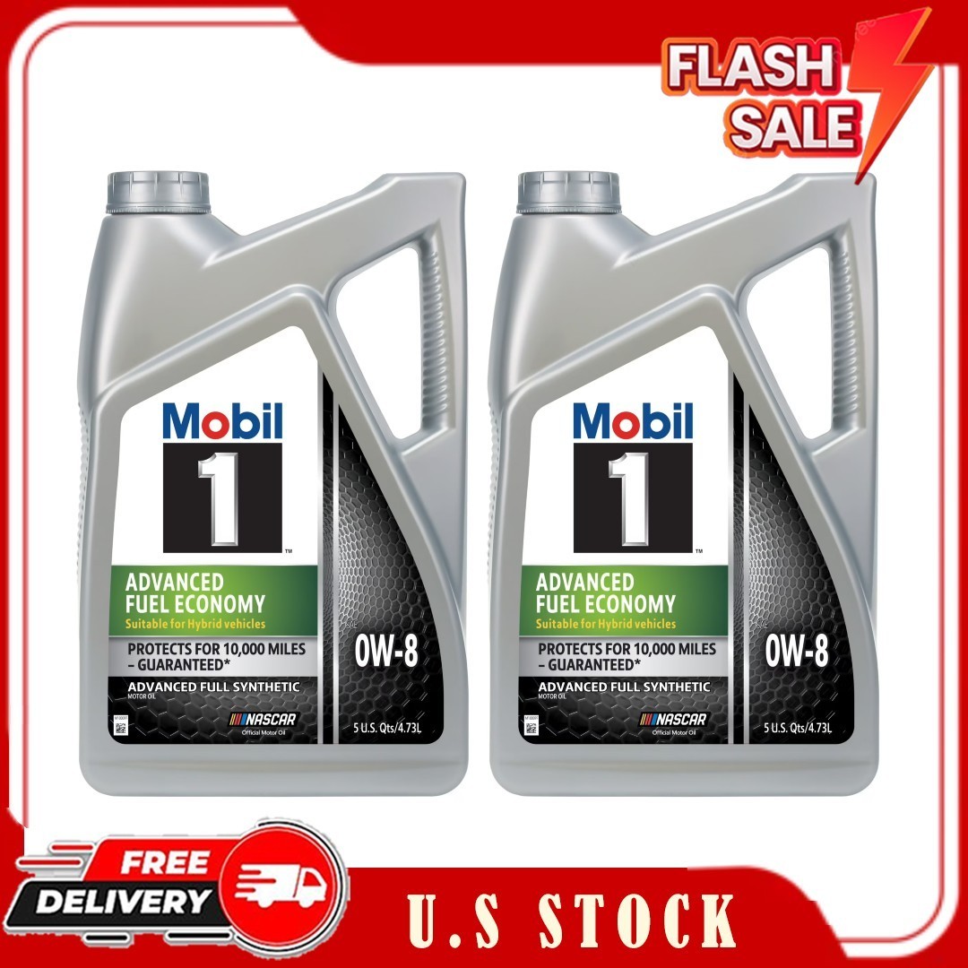 2 Pack Mobil 1 Advanced Fuel Economy Full Synthetic Motor Oil 0W-8, 5 Quart