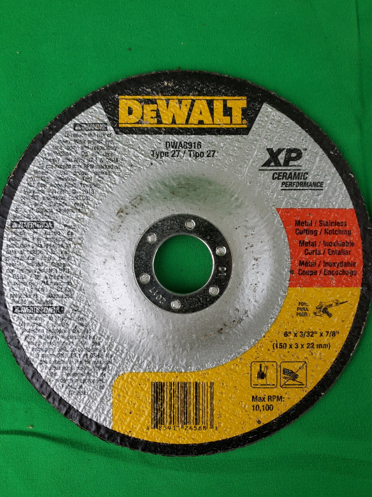 DeWalt DWA 8916  6 X 3/32 X 7/8  XP Ceramic Cutting Wheel.  10 Pack