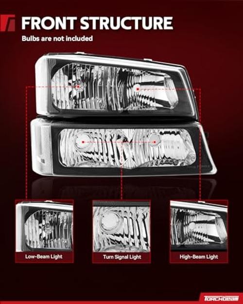 Headlight Compatible with 2003-2006 Silverado 1500 2500 HD 3500 Front Clear