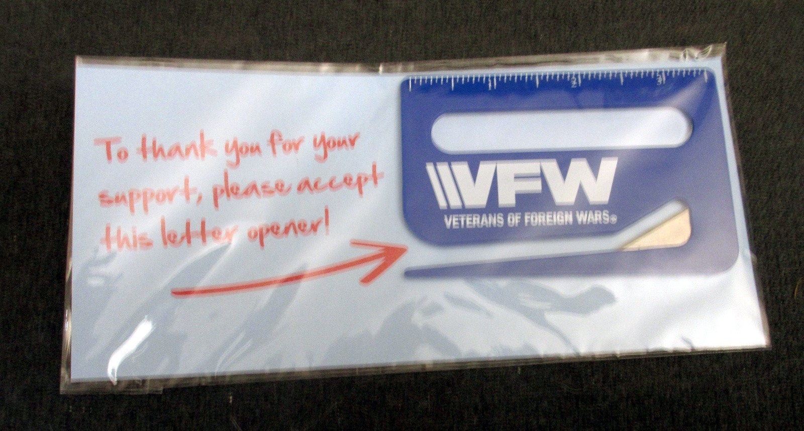 VFW - Blue Letter Opener and 3½" Ruler - BRAND NEW