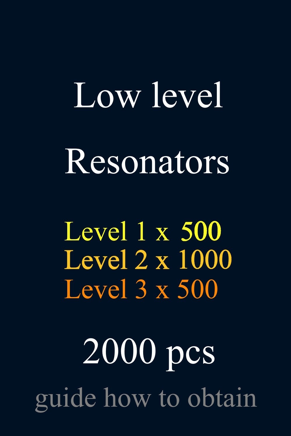 INGRESS Prime: Low Level Resonators 2000 pcs (500 L1 + 1000 L2 + 500 L3)